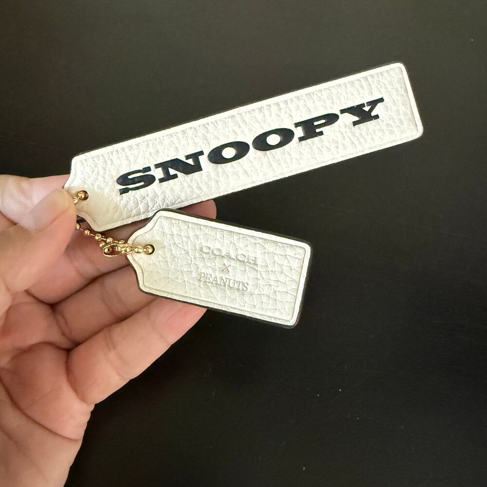 Authentic ‼️Coach x Peanuts Snoopy White Leather Keychain Bag Charm